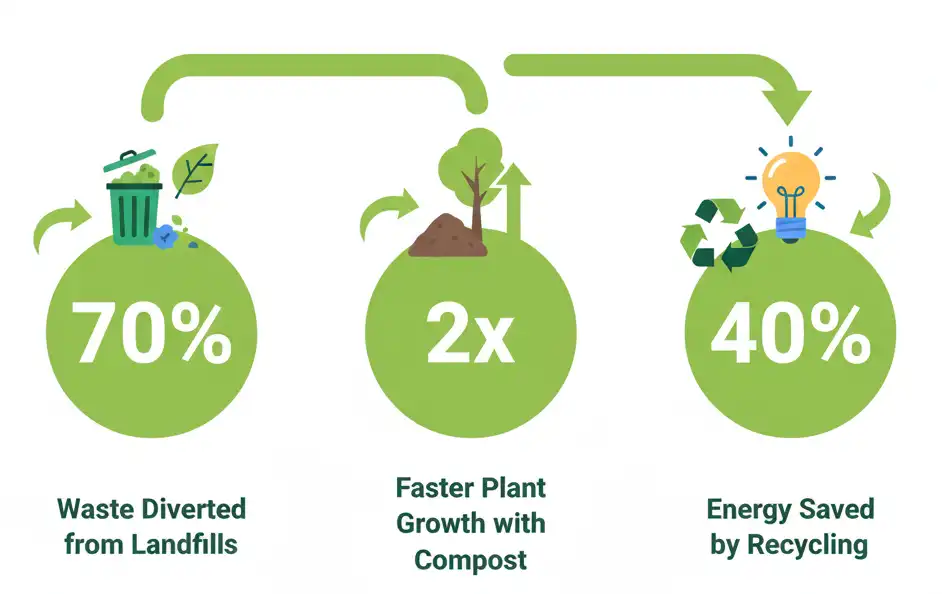 DMS Ventures Smart Bin impact statistics showcasing waste diverted from landfills and carbon reduction