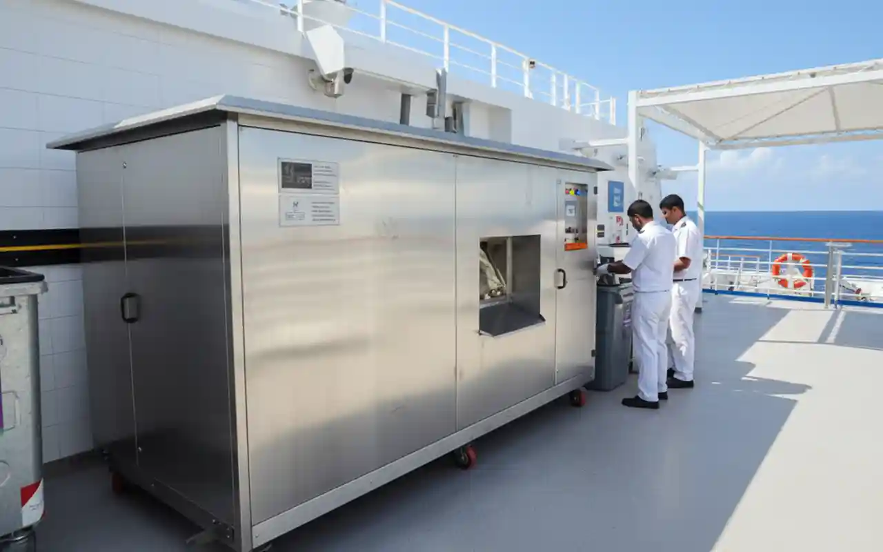 Smart bin food composter designed for ONGC, barges, transportation vessels, and marine sector