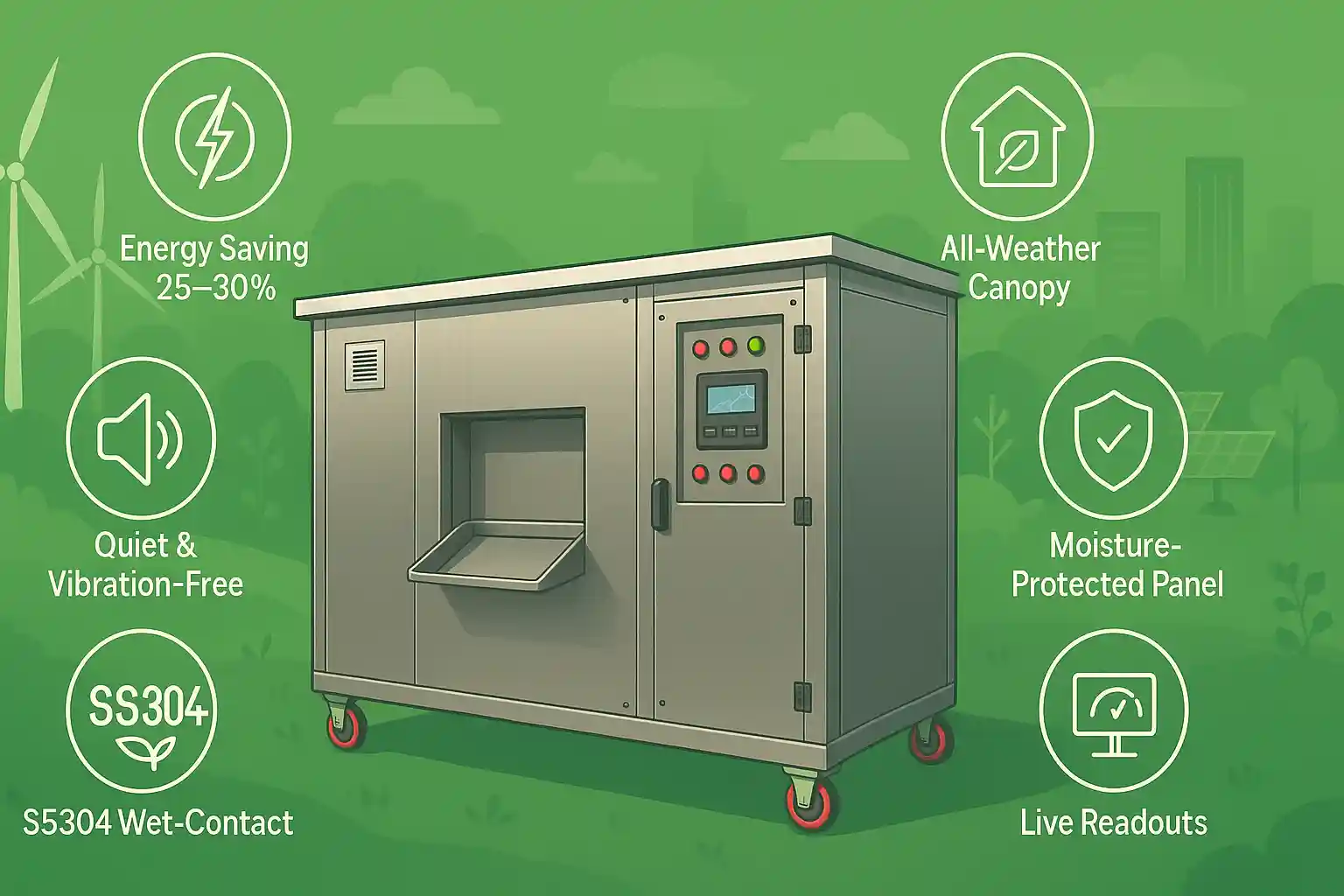 Smart Bin food composter features – efficient organic waste to compost technology by DMS Ventures